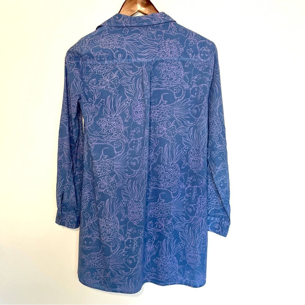 Lilly Pulitzer shirt dress, tunic dress pineapple print long sleeve button up XS - Picture 4 of 6